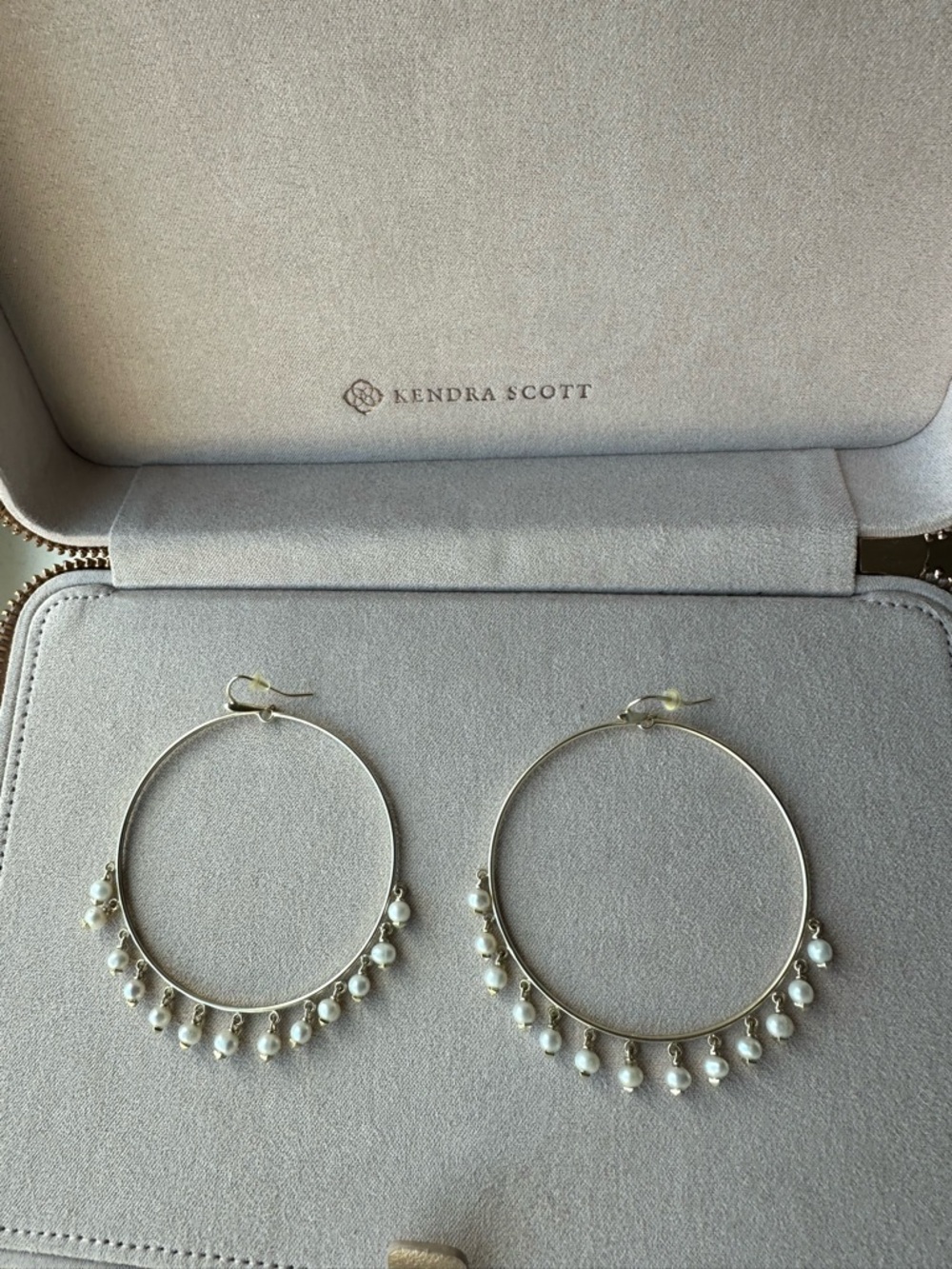 Kendra Scott Gold Hoop Earrings with White Pearl Drops
